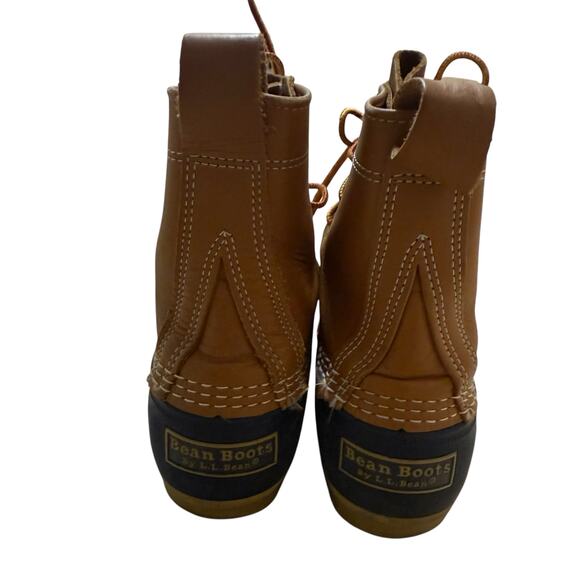 L.L. Bean Womens Duck Boots Tan Blue Leather Waterproof Snow Ankle Boots Size 7M - Picture 3 of 14